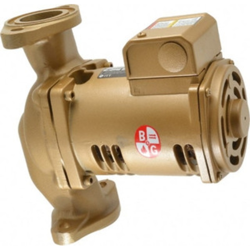 Bell & Gossett 1/6 hp, 9-1/8 Long, 1 Phase, Bronze Housing, Noryl Impeller, Inline Circulator Pump 115 Volt, 60 Hz, 6-3/8 Flange Width, Bell & Gossett Part No. 1BL004, 150 Max psi, ODP Motor 1BL004LF - 07498777