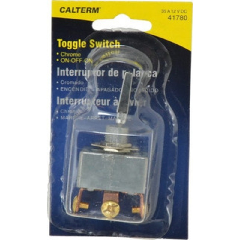 Gardner Bender 3 Position, 12 Volt, 35 Amp, 1/2 Hole Diam, Heavy Duty Toggle Switch On Off On Sequence, 1 Switch, Chrome/Black 41780 - 03272788