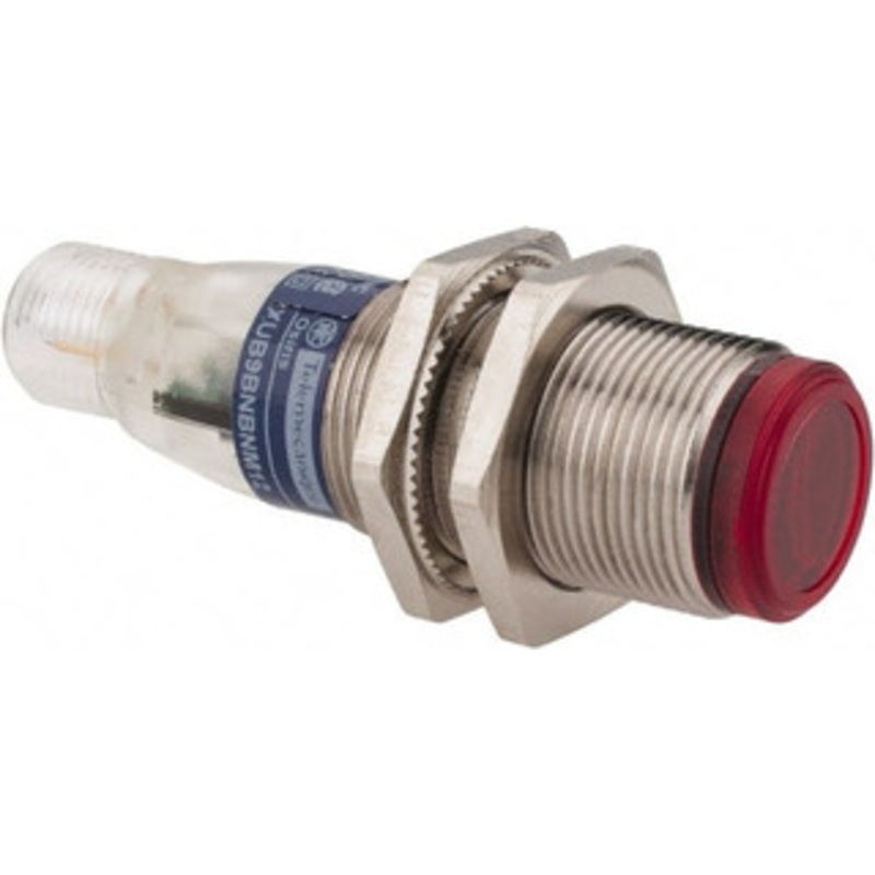 Telemecanique Sensors 4 Pin M12 Connector, 2m Nominal Distance, Shock and Vibration Resistant, Polarized Retroreflective Photoelectric Sensor 12 to 24 VDC, 500 Hz, Nickel Plated Brass, 2.44 Inch Long x 0.71 Inch Wide XUB9BNBNM12 - 59759530