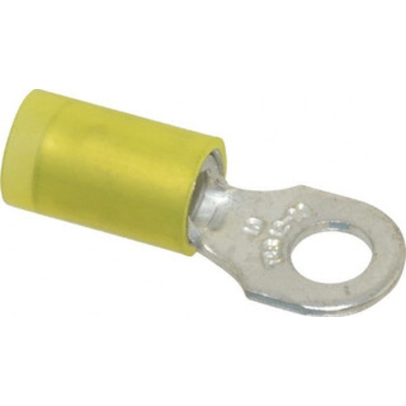 Thomas & Betts 12-10 AWG Partially Insulated Crimp Connection D Shaped Ring Terminal #10 Stud, 1 OAL x 0.37 Wide, Tin Plated Copper Contact RC10-10 - 54063441