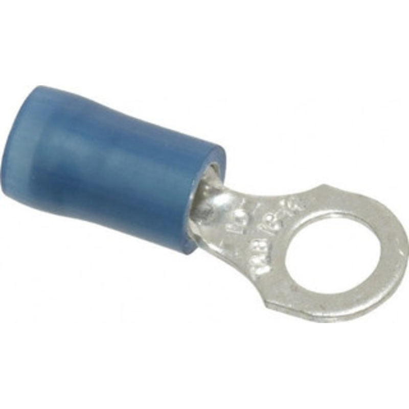 Thomas & Betts 18-14 AWG Partially Insulated Crimp Connection D Shaped Ring Terminal #10 Stud, 0.89 OAL x 0.31 Wide, Tin Plated Copper Contact RB14-10 - 54063375