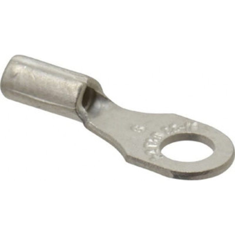 Thomas & Betts 22-16 AWG Noninsulated Crimp Connection D Shaped Ring Terminal #6 Stud, 0.72 OAL x 1/4 Wide, Tin Plated Copper Contact A18-6 - 54064944