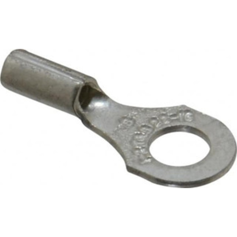 Thomas & Betts 22-16 AWG Noninsulated Crimp Connection D Shaped Ring Terminal #8 Stud, 3/4 OAL x 0.31 Wide, Tin Plated Copper Contact A18-8 - 54064910