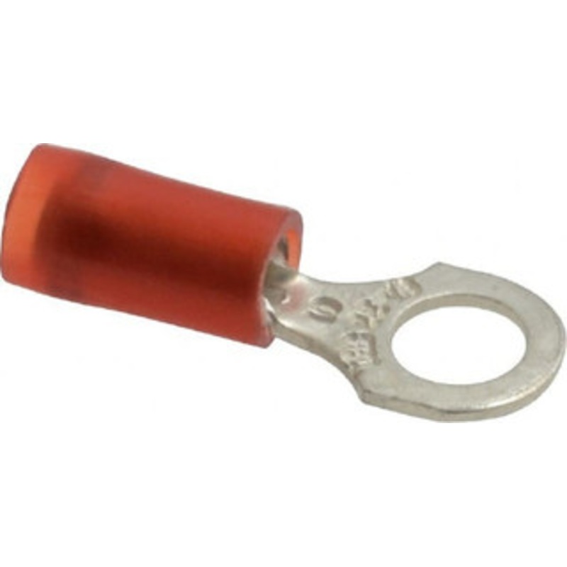 Thomas & Betts 22-16 AWG Partially Insulated Crimp Connection D Shaped Ring Terminal #10 Stud, 0.89 OAL x 0.31 Wide, Tin Plated Copper Contact RA18-10 - 54063334