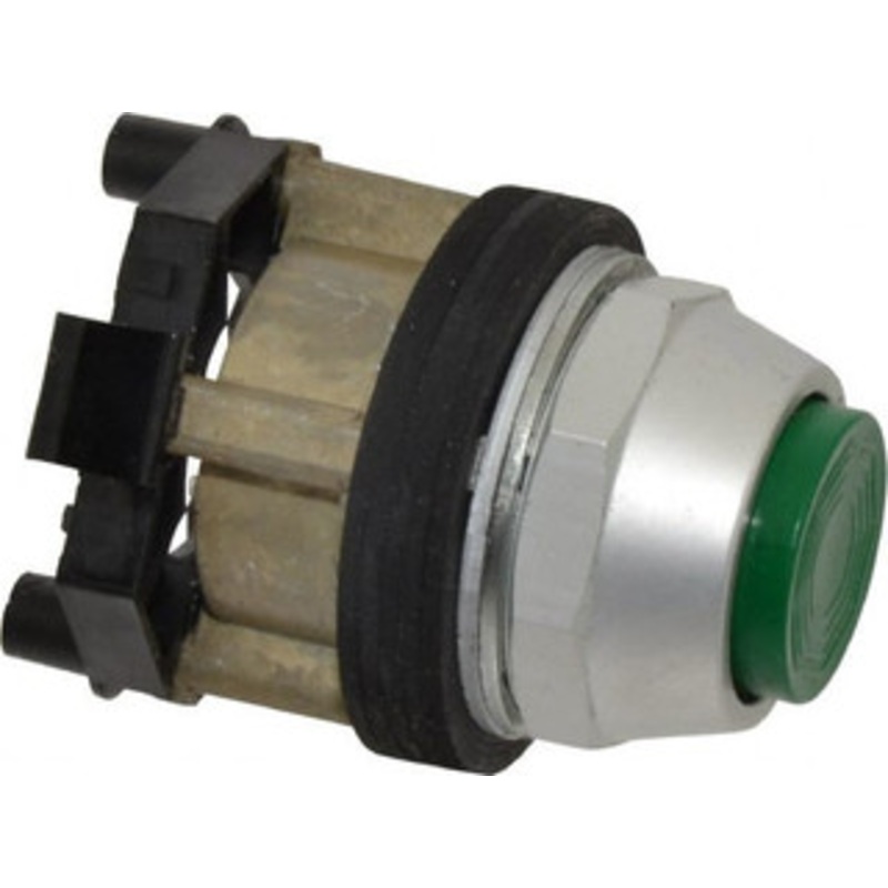 Eaton Cutler-Hammer 30-1/2mm Mount Hole, Extended Straight, Pushbutton Switch Only Round, Green Pushbutton, Nonilluminated, Momentary (MO), Corrosion Resistant, Oiltight and Watertight HT8ABG - 74769142