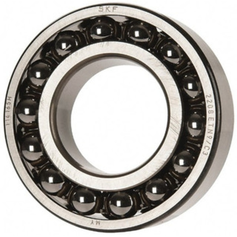 SKF 40mm Bore Diam, 80mm OD, Open Self Aligning Radial Ball Bearing 23mm Wide, 2 Rows, Round Bore, 2,250 Lb Static Capacity, 7,170 Lb Dynamic Capacity 2208 ETN9/C3 - 81354656
