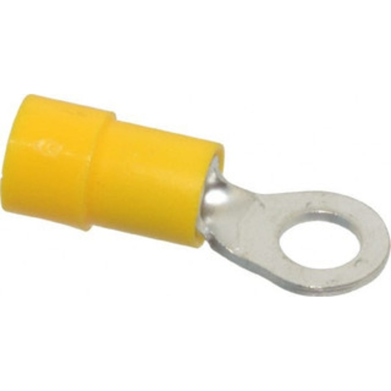 Thomas & Betts 12-10 AWG Partially Insulated Crimp Connection Circular Ring Terminal #10 Stud, 1.047 OAL x 0.374 Wide, Tin Plated Copper Contact TV10-10R-XV - 68886548