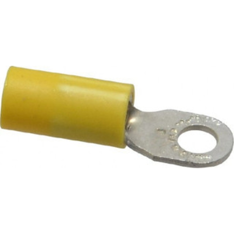 Thomas & Betts 12-10 AWG Partially Insulated Crimp Connection D Shaped Ring Terminal #8 Stud, 1.06 OAL x 0.31 Wide, Tin Plated Copper Contact 10RC-8 - 54063904