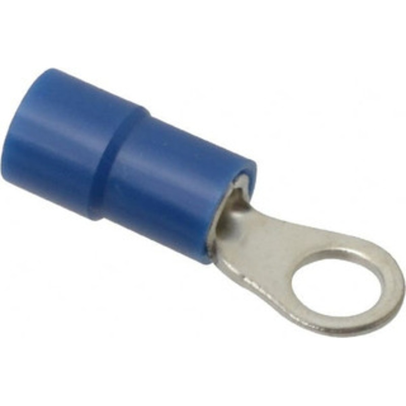 Thomas & Betts 16-14 AWG Partially Insulated Crimp Connection Circular Ring Terminal #8 Stud, 0.803 OAL x 0.26 Wide, Tin Plated Copper Contact TV14-8R-XV - 68886613