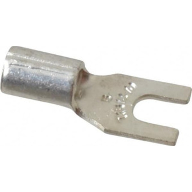 Thomas & Betts #6 Stud, 12 to 10 AWG Compatible, Noninsulated, Crimp Connection, Standard Fork Terminal 0.31 Fork Width, Yellow, 0.77 OAL, 600 Volts, Copper Contacts C10-6F - 54064571