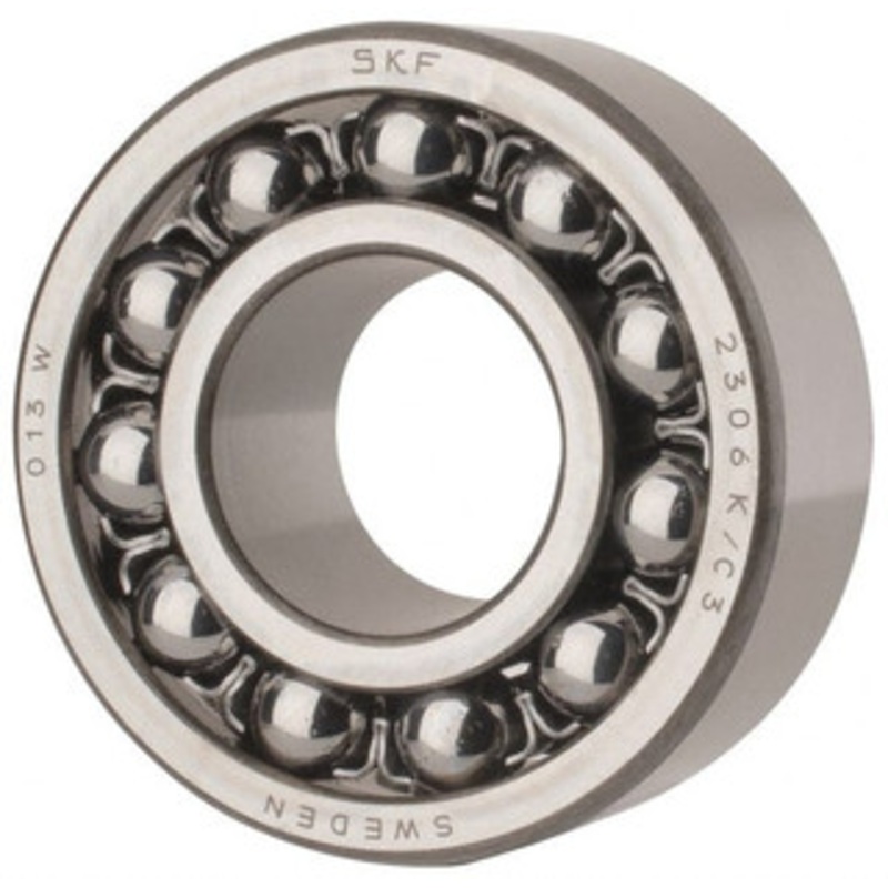 SKF 30mm Bore Diam, 72mm OD, Open Self Aligning Radial Ball Bearing 27mm Wide, 2 Rows, Round Bore, 1,980 Lb Static Capacity, 7,010 Lb Dynamic Capacity 2306 K/C3 - 81372831