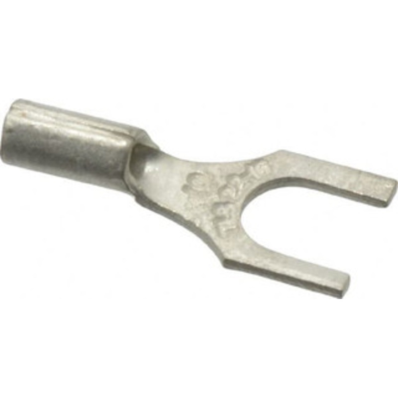 Thomas & Betts #10 Stud, 22 to 16 AWG Compatible, Noninsulated, Crimp Connection, Standard Fork Terminal 0.31 Fork Width, Red, 3/4 OAL, 600 Volts, Copper Contacts A18-10F - 54064522