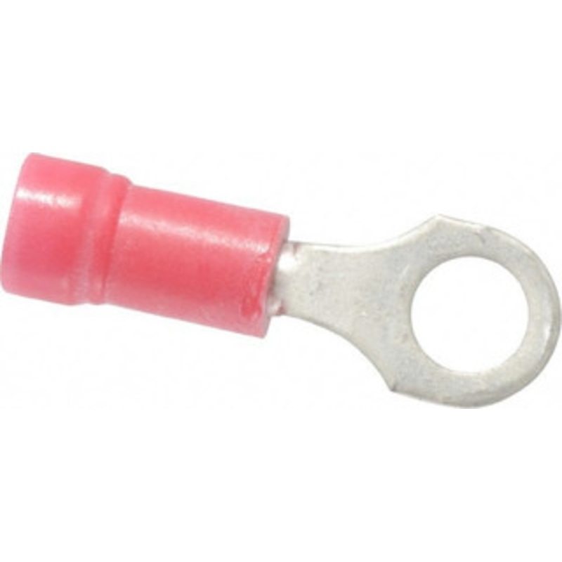 Thomas & Betts 22-16 AWG Partially Insulated Crimp Connection D Shaped Ring Terminal #10 Stud, 0.97 OAL x 0.31 Wide, Tin Plated Copper Contact 18RA-10 - 54063789