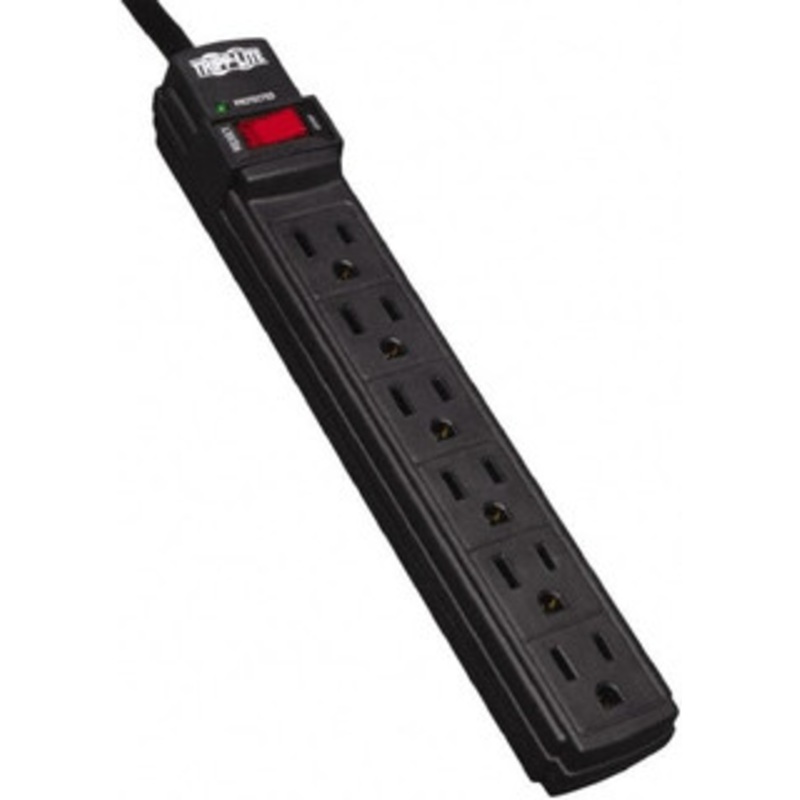 Tripp Lite 6 Outlets, 120 VAC15 Amps, 6 ft. Cord, Power Outlet Strip Floor, Keyhole Mount, 5-15 NEMA Configuration, 1.1 Strip TLP6B - 36618825