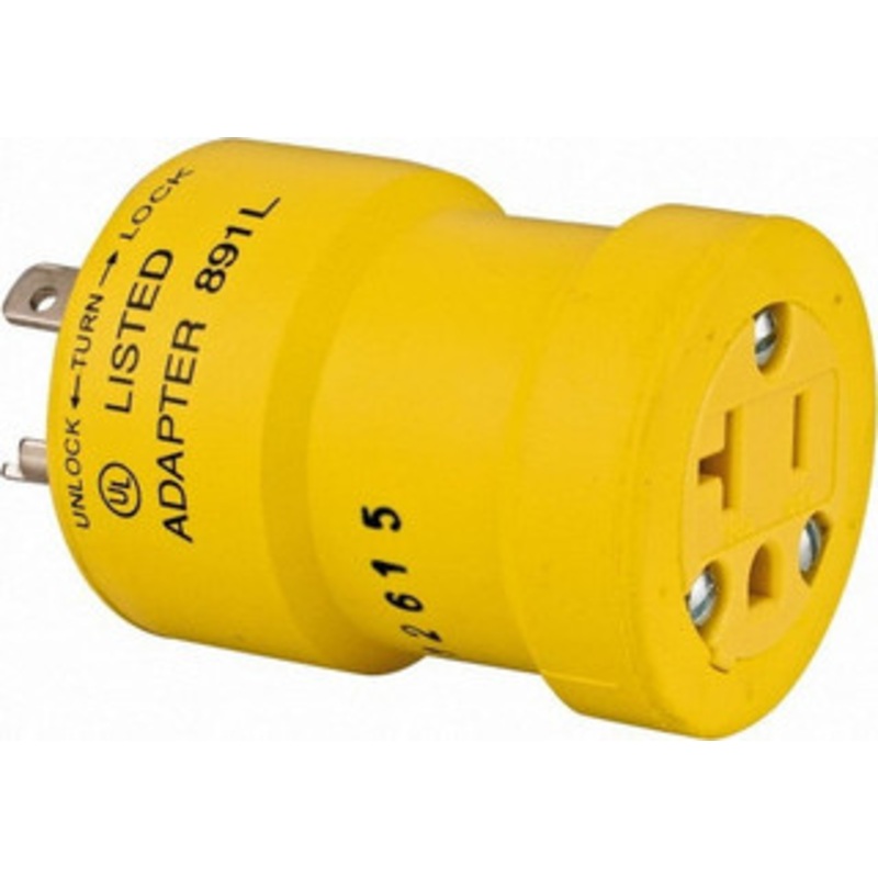 Woodhead - Molex 1 Outlet, 125 VAC, 20 Amp, Yellow, Single Outlet Adapter 5-20, L5-20 NEMA Configuration, CSA Certified, CSA File LR6837, UL File E10176, UL Listed 1740 - 73204174
