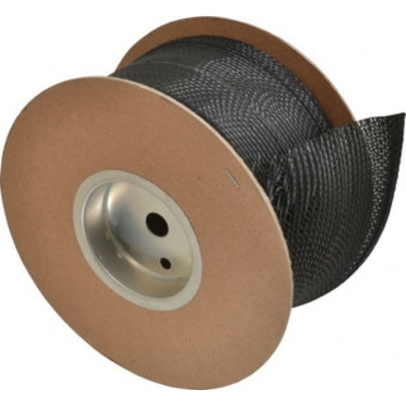 Techflex Black Braided Cable Sleeve 25 ft. Coil Length, -103 to 257F FWN2.00BK25 - 03079654