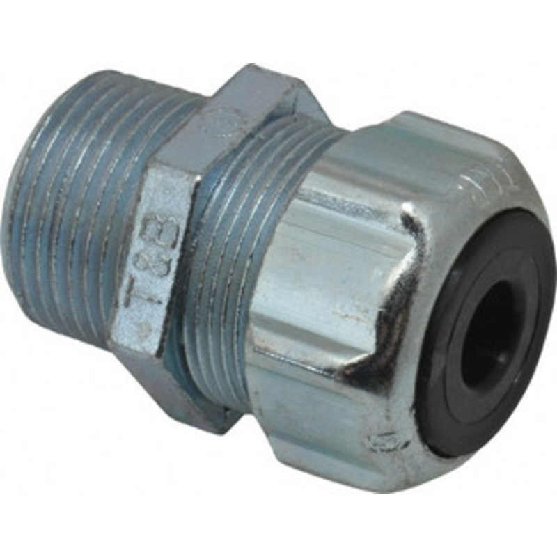 Thomas & Betts 0.125 to 0.375 Liquidtight Straight Strain Relief Cord Grip 3/4 NPT, 1-25/32 OAL, Steel 2930 - 62409925