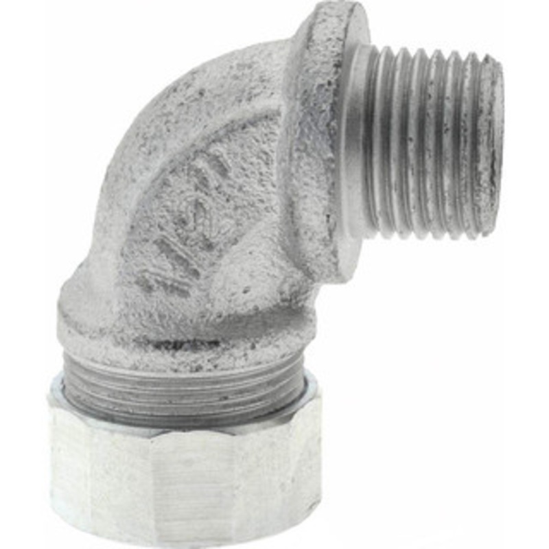Crouse-Hinds 0.55 to 0.65 Liquidtight Elbow Strain Relief Cord Grip 1/2 NPT, 1-13/16 OAL, Malleable Iron CG5090 650 - 04504536