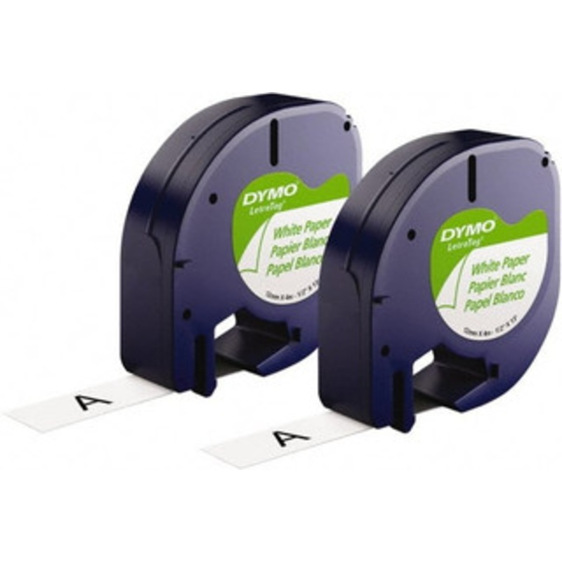 DYMO 1/2 x 13 ft. Black on White Paper Label Printer Cartridge For DYMO Letratag Printers 10697 - 89001002