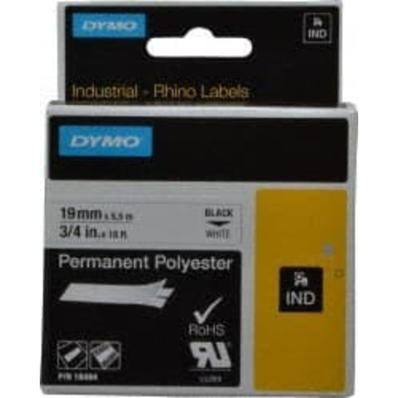 DYMO Rhino 3/4 x 18 ft. White Permanent Polyester Tape Permanent Polyester Tape For DYMO brand labeling equipment designed for D1 tapes (check width compatibility) 18484 - 04336236