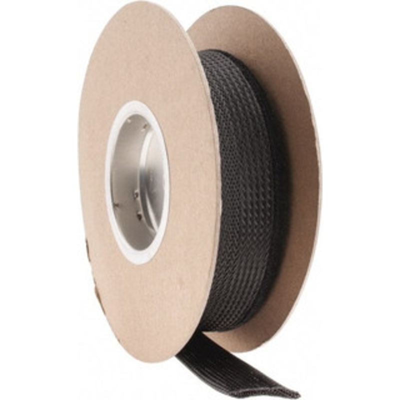 Techflex Black Braided Cable Sleeve 25 ft. Coil Length, -103 to 257F FWN0.50BK25 - 03079530