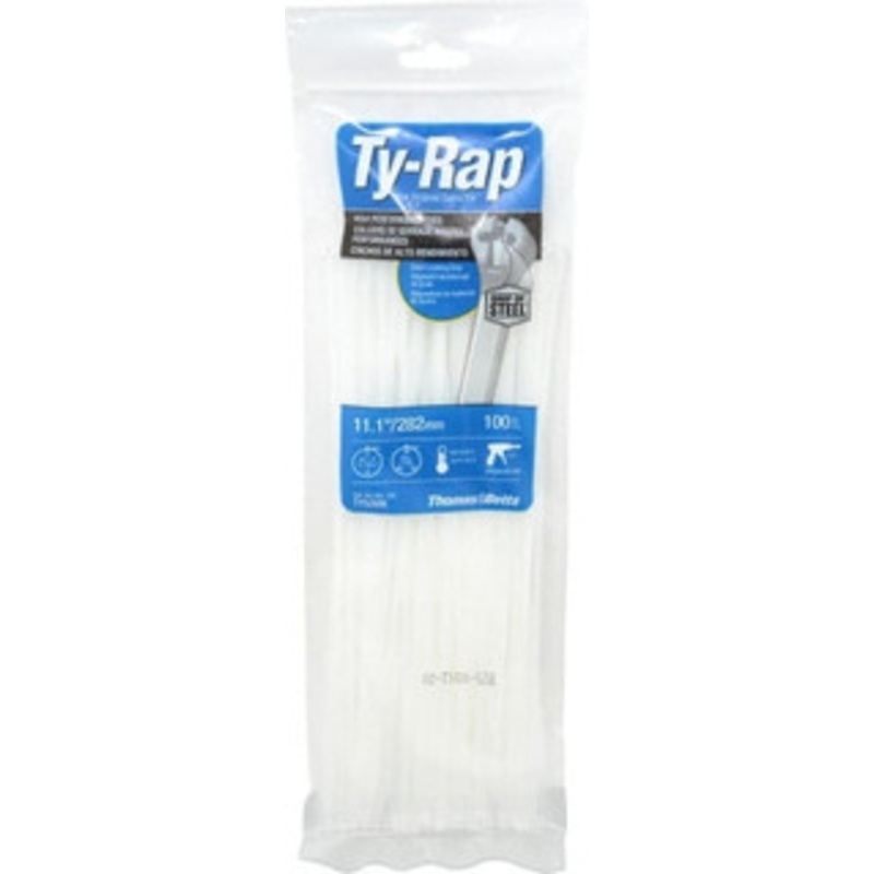 Thomas & Betts 11.1 Long Natural (Color) Nylon Standard Cable Tie 30 Lb Tensile Strength, 1.31mm Thick, 76.2mm Max Bundle Diam TY526M - 54065909