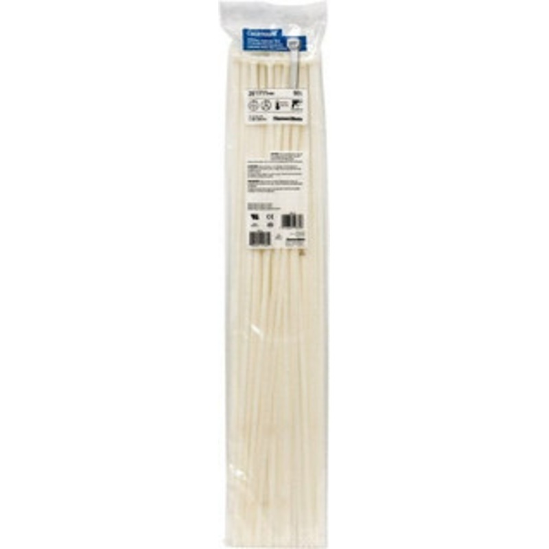 Thomas & Betts 28 Long Natural (Color) Nylon Standard Cable Tie 120 Lb Tensile Strength, 1.91mm Thick, 8 Max Bundle Diam L-28-120-9-L - 73125320