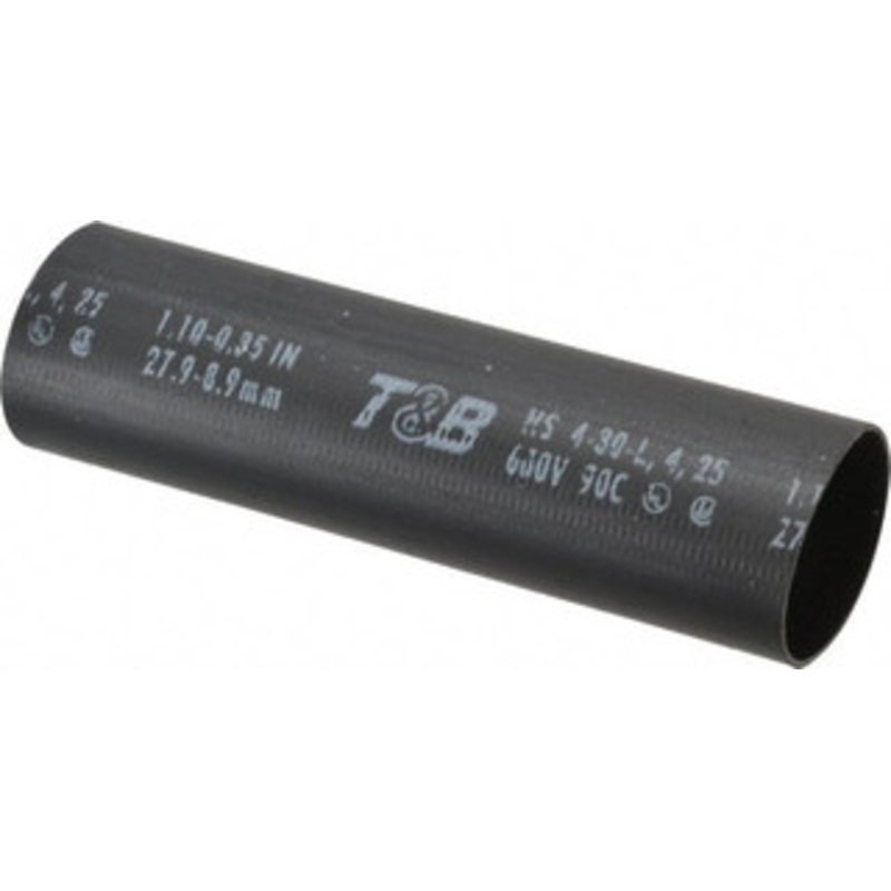 Thomas & Betts 5 Long, 3:1, Polyolefin Heat Shrink Electrical Tubing Black HS4-30 - 02970689