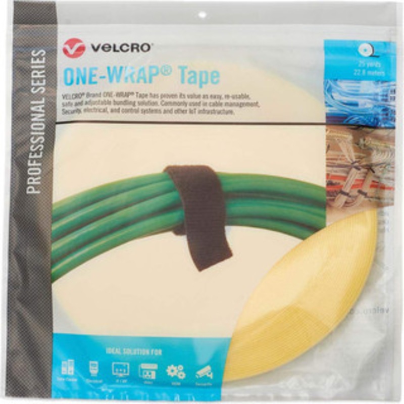 Velcro Cable Ties, Cable Tie Type: Reusable Cable Tie, Material: Hook and Loop, Color: Mimosa Yellow, Overall Length (Feet): 75, Overall Length (Decimal Inch): 300.00000, Maximum Bundle Diameter (Inch): 0.5 30953 - 16427023