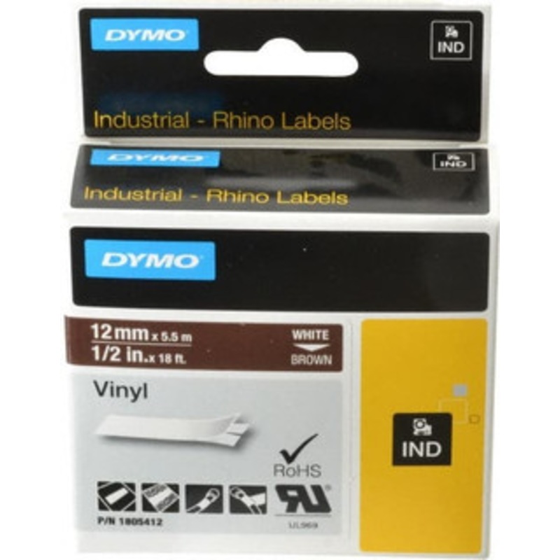 DYMO 1/2 x 18 ft. Brown Vinyl Label Printer Cartridge For RHINO 1000, 3000, 4200, 5000, 5200,6000, 6500 1805412 - 45715844