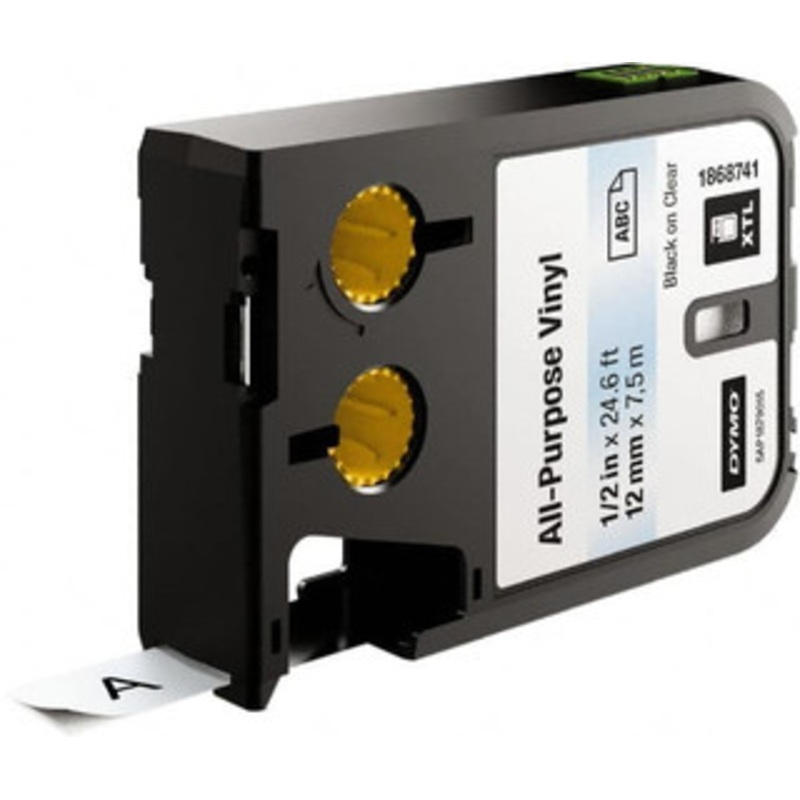 DYMO 1/2 x 23 ft. Black On Clear Vinyl Cartridge For DYMO XTL printers: 1868813, 1868814, 1868815 1868741 - 92780931
