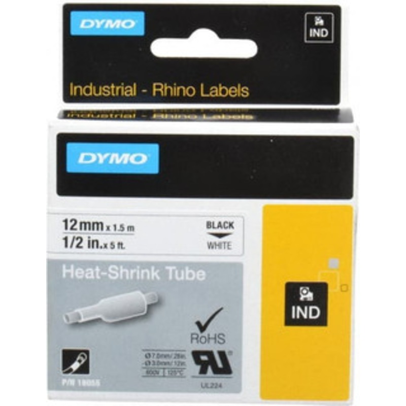 DYMO 1/2 x 5 ft. White Heat Shrinkable Polyolefin Heat Shrink Tubing For RhinoPRO 3000 18055 - 79558169