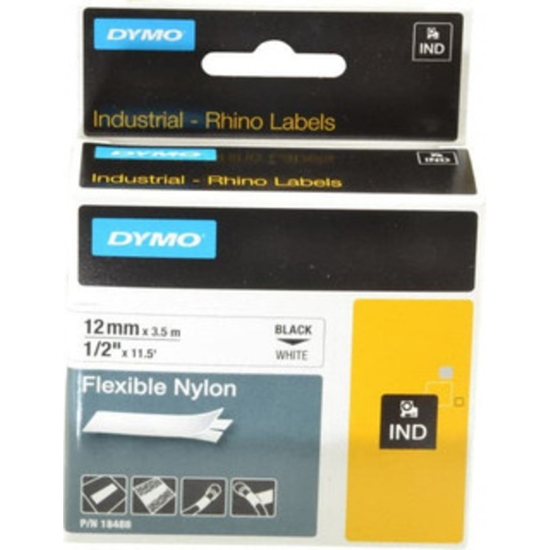 DYMO Rhino 1/2 x 11-1/2 ft. White Nylon Flexible Tape For DYMO brand labeling equipment designed for D1 tapes (check width compatibility) 18488 - 04336277
