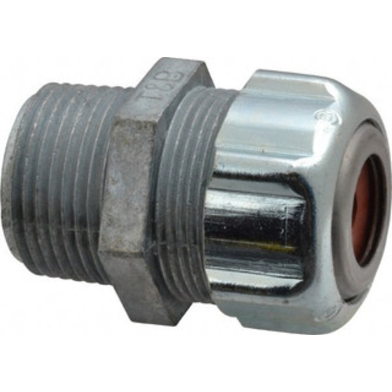 Thomas & Betts 0.125 to 0.25 Liquidtight Straight Strain Relief Cord Grip 3/4 NPT, 1-3/4 OAL, Zinc 2530 - 54059845