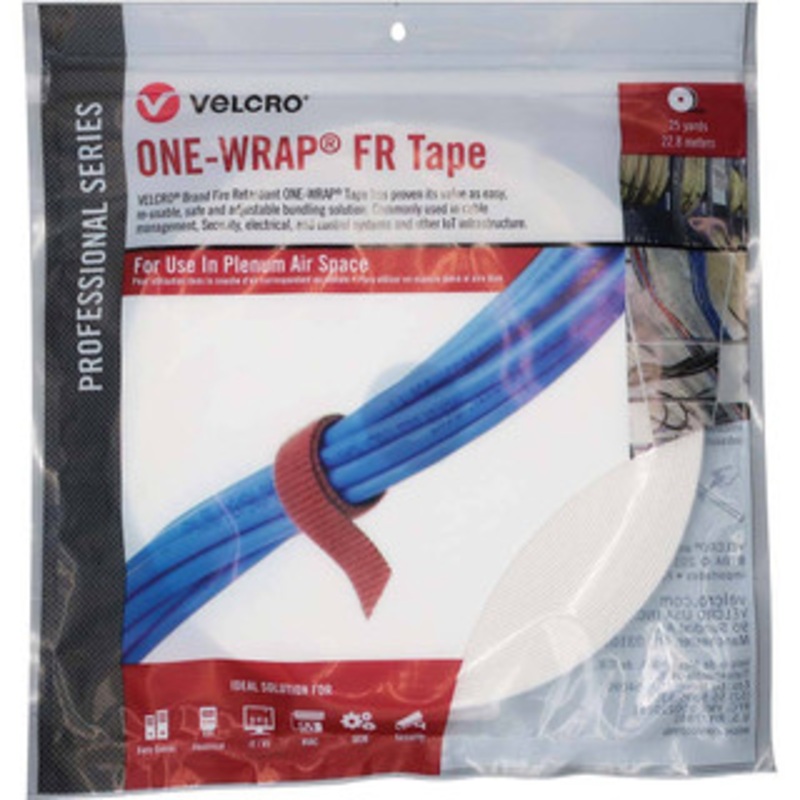 Velcro Cable Ties, Cable Tie Type: Reusable Cable Tie, Material: Hook and Loop, Color: FR White, Overall Length (Feet): 75, Overall Length (Decimal Inch): 300.00000, Maximum Bundle Diameter (Inch): 0.5 31331 - 16426959