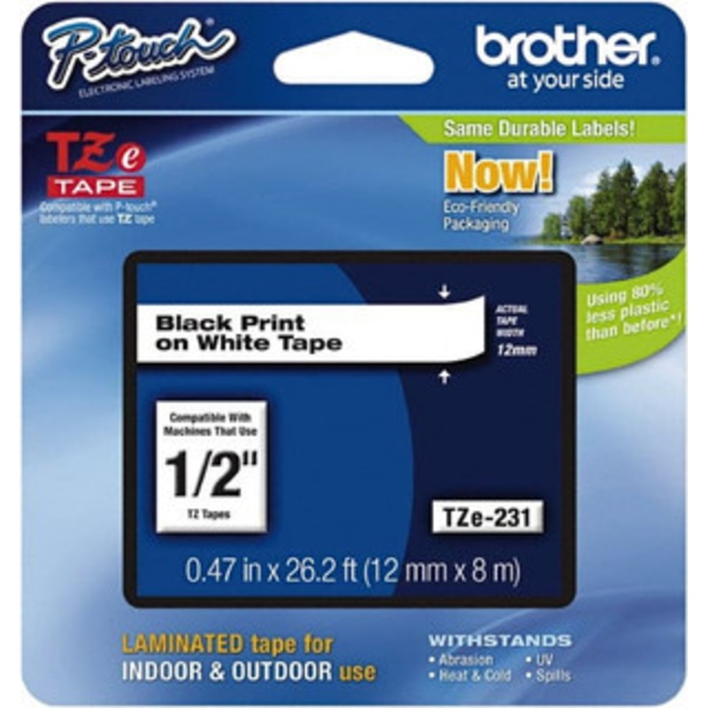 Brother 1/2 x 26.2 ft. White Label Tape For Label Maker BRTTZE231 - 66535006