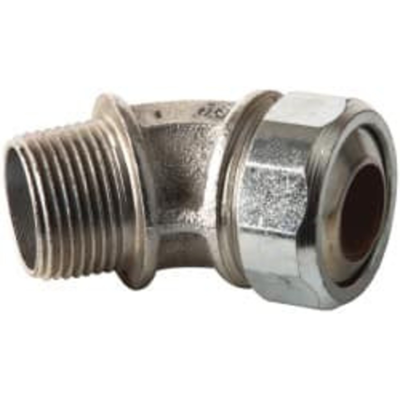 Crouse-Hinds 0.55 to 0.65 Liquidtight Elbow Strain Relief Cord Grip 3/4 NPT, 2-17/32 OAL, Malleable Iron CG7545 650 - 04504643