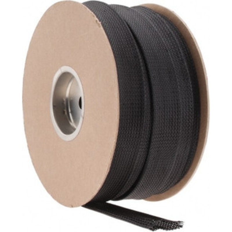 Techflex Black Braided Expandable Cable Sleeve 200 ft. Coil Length, -103 to 257F PTN1.50BK200 - 03080165