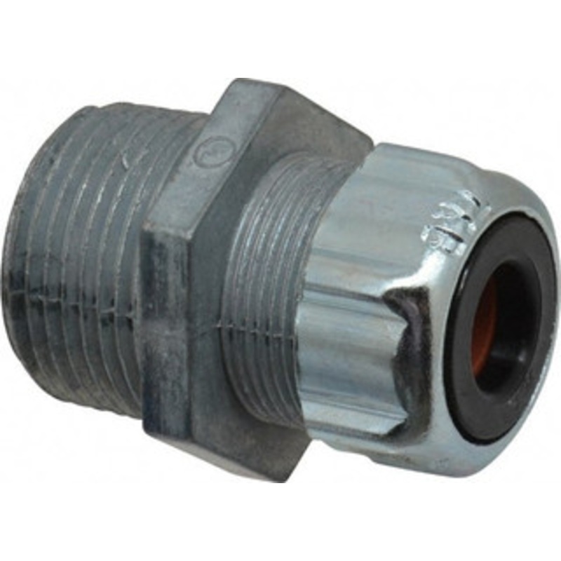 Thomas & Betts 0.375 to 0.5 Liquidtight Straight Strain Relief Cord Grip 1 NPT, 1-23/32 OAL, Zinc 2542 - 54059902