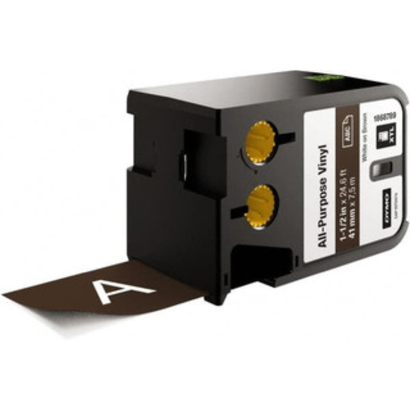 DYMO 1-1/2 x 23 ft. White on Brown Vinyl Cartridge For DYMO XTL printers: 1868813, 1868814, 1868815 1868789 - 92780337
