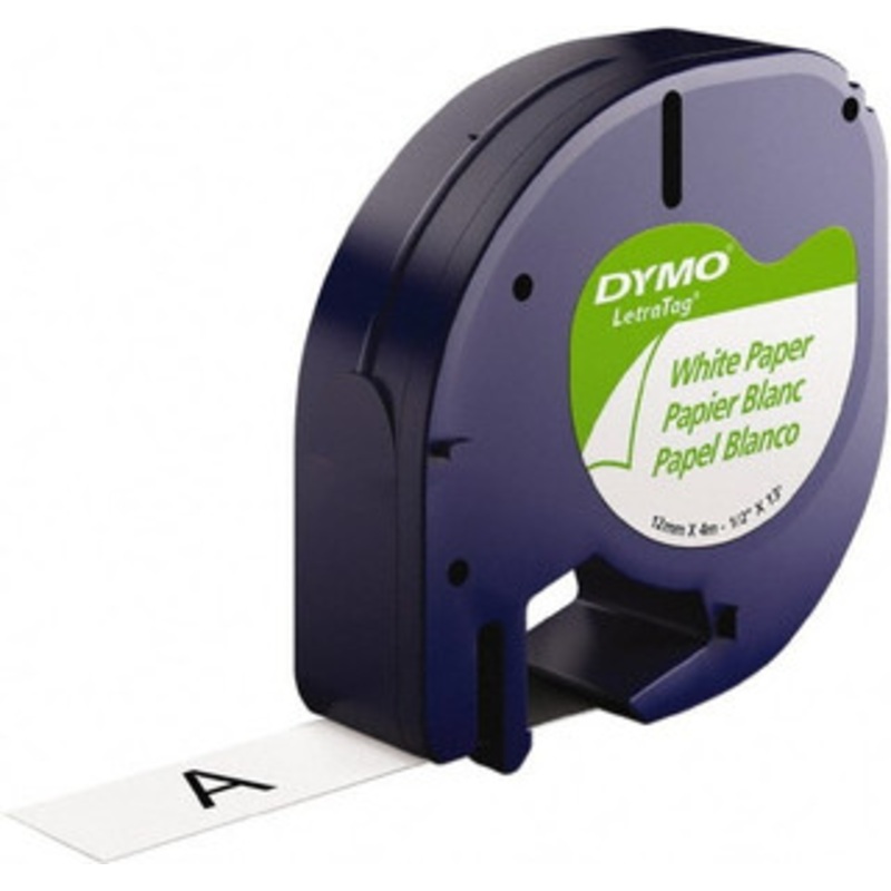 DYMO 1/2 x 13 ft. Black on White Paper Label Printer Cartridge For DYMO Letratag Printers 91330 - 66337502