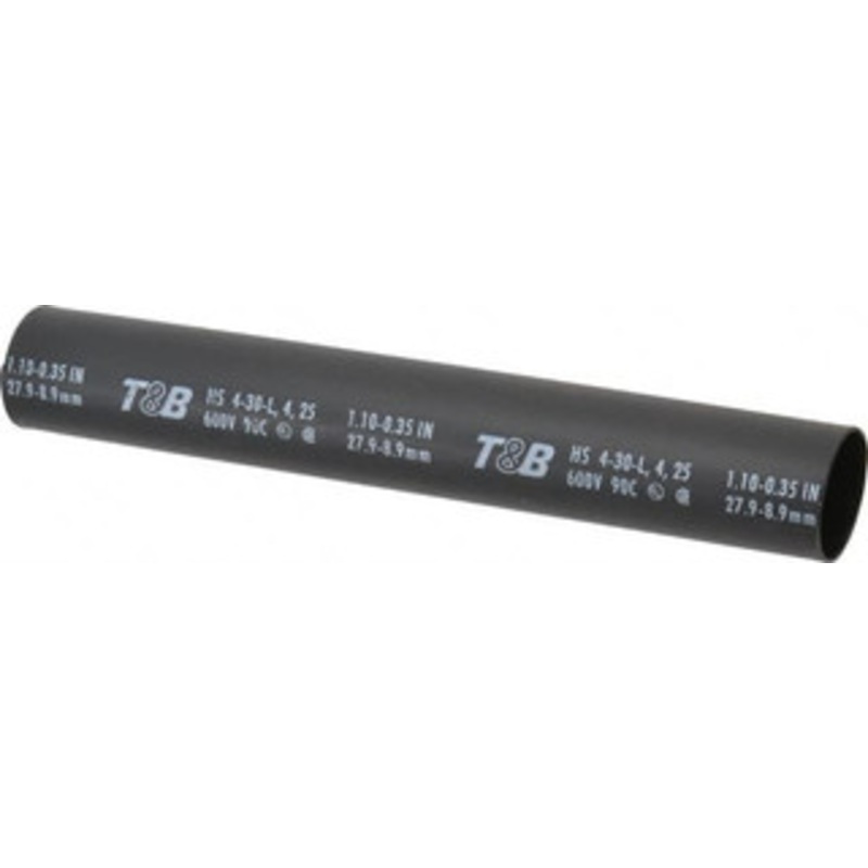 Thomas & Betts 9 Long, 3:1, Polyolefin Heat Shrink Electrical Tubing Black HS4-30L - 02970697