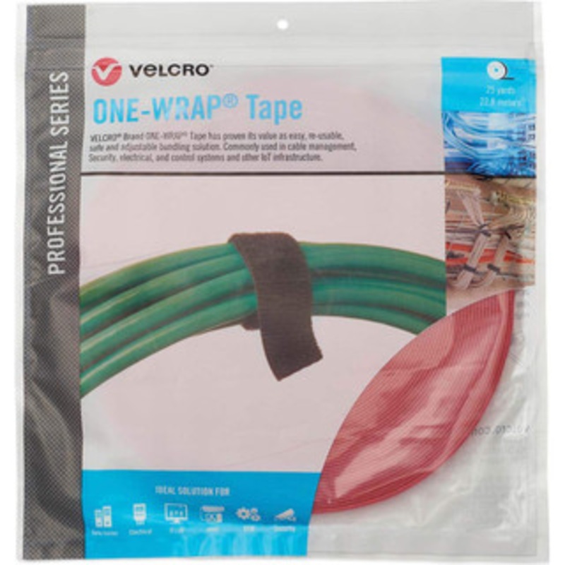 Velcro Cable Ties, Cable Tie Type: Reusable Cable Tie, Material: Hook and Loop, Color: Red, Overall Length (Feet): 75, Overall Length (Decimal Inch): 300.00000, Maximum Bundle Diameter (Inch): 0.5 31069 - 16427254
