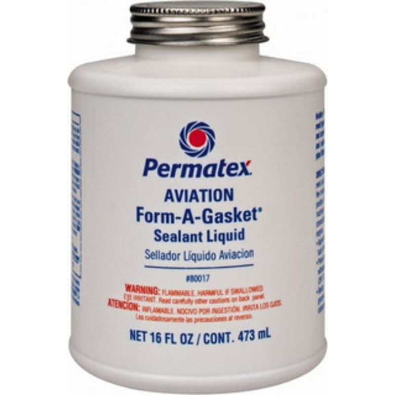 Permatex 16 oz Aviation Gasket Sealant -65 to 400F, Dark Brown, Comes in Brush Top Can 80017 - 85634897