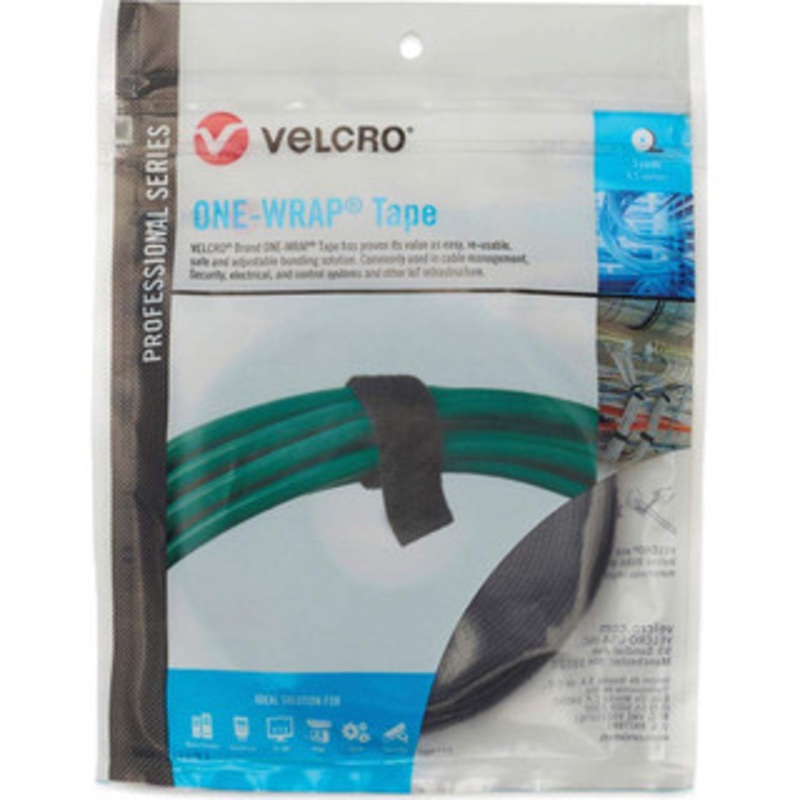 Velcro Cable Ties, Cable Tie Type: Reusable Cable Tie, Material: Hook and Loop, Color: Black, Overall Length (Feet): 15, Overall Length (Decimal Inch): 180.00000, Maximum Bundle Diameter (Inch): 0.5 31013 - 16427569
