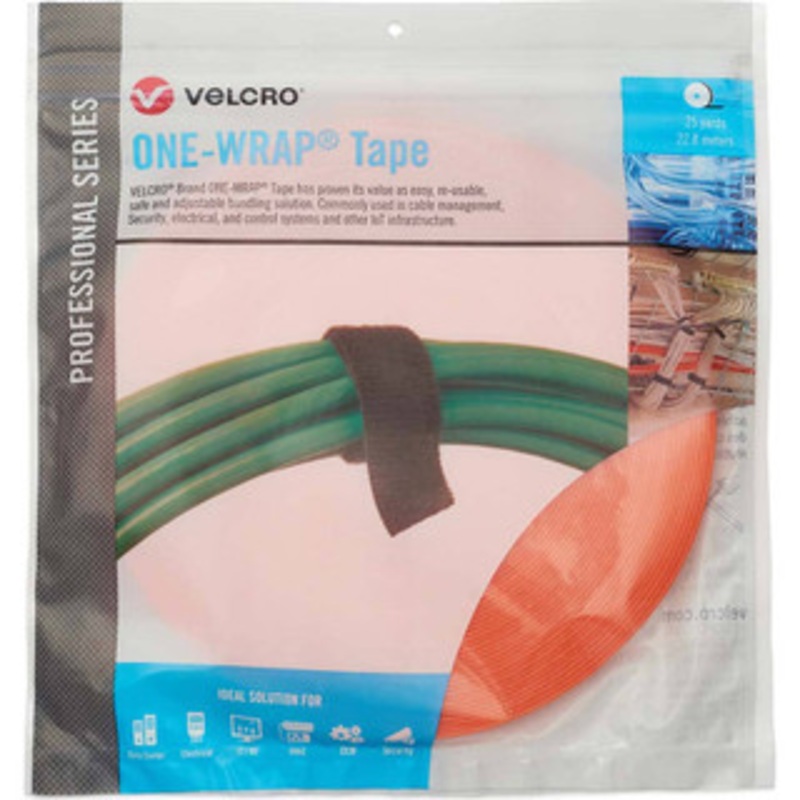 Velcro Cable Ties, Cable Tie Type: Reusable Cable Tie, Material: Hook and Loop, Color: Orange, Overall Length (Feet): 75, Overall Length (Decimal Inch): 300.00000, Maximum Bundle Diameter (Inch): 0.5 31072 - 16427213