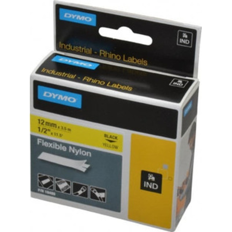 DYMO Rhino 1/2 x 11-1/2 ft. Yellow Nylon Flexible Tape For DYMO brand labeling equipment designed for D1 tapes (check width compatibility) 18490 - 04336293