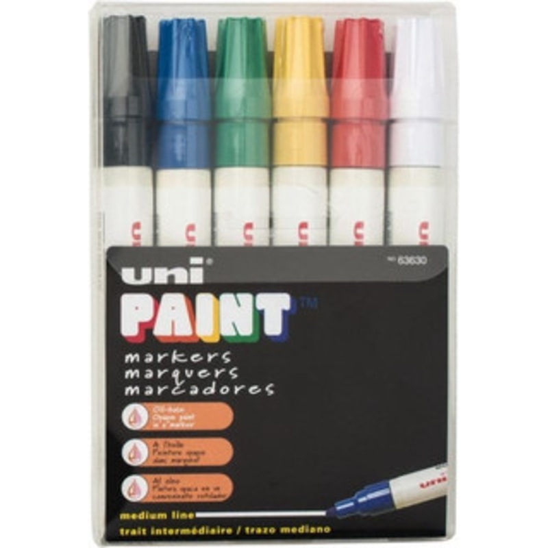 uni-ball Black, Blue, Green, Red, White, Yellow Paint Marker Bullet Tip, Oil Based 63630 - 61659074