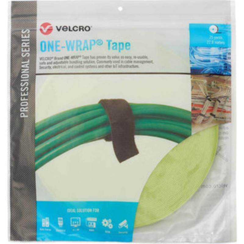Velcro Cable Ties, Cable Tie Type: Reusable Cable Tie, Material: Hook and Loop, Color: OM5 Green, Overall Length (Feet): 75, Overall Length (Decimal Inch): 300.00000, Maximum Bundle Diameter (Inch): 0.5 30945 - 16427312