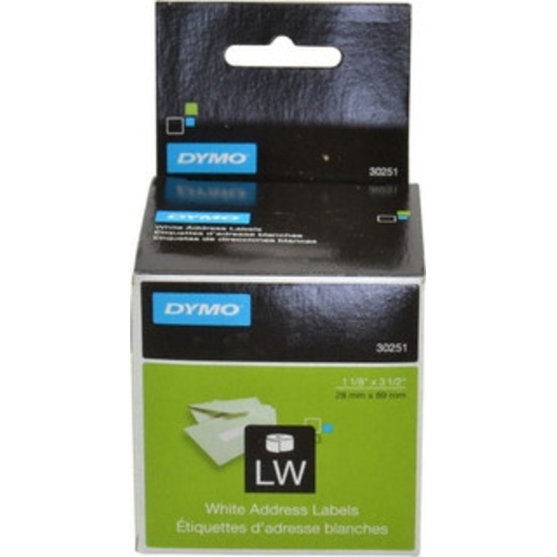 DYMO 1-1/8 x 3-1/2 White Die Cut Paper with Semi Perm. Adhesive Shipping Label For DYMO LabelWriter Printers 30251 - 86608890